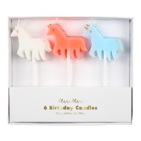 Set of  6 Unicorn Shaped Candles By Meri Meri